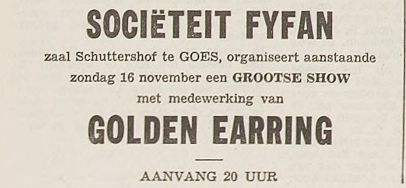 Golden Earring show ad Goes P.Z.C. newspaper November 15 1969